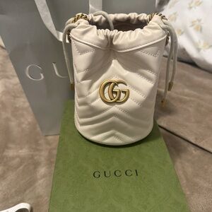 Gucci White Quilted Mini Bucket Bag